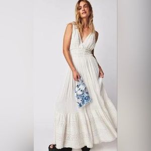 Free People! One Alessia Maxi Dress White NWOT!